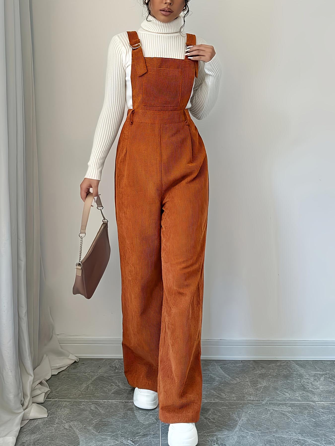Caramel Corduroy Suspender Jumpsuit – Effortlessly Chic Autumn Comfort for Confident Women