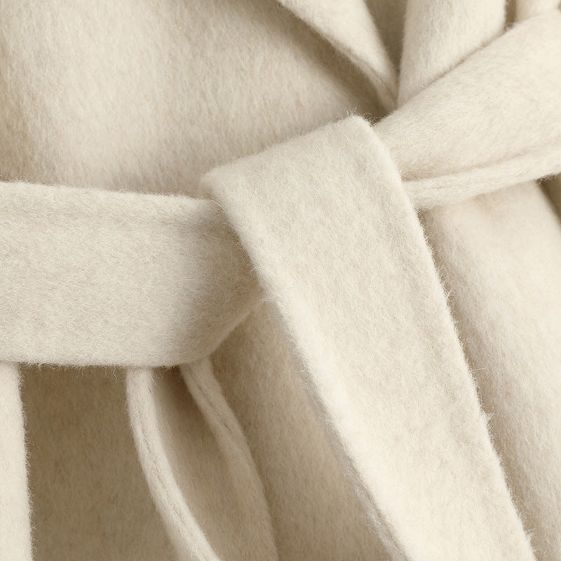 “Luxury Wool Blend Long Trench Coat for Women – Elegant Winter Belted Overcoat | Warm & Timeless Fashion Statement”