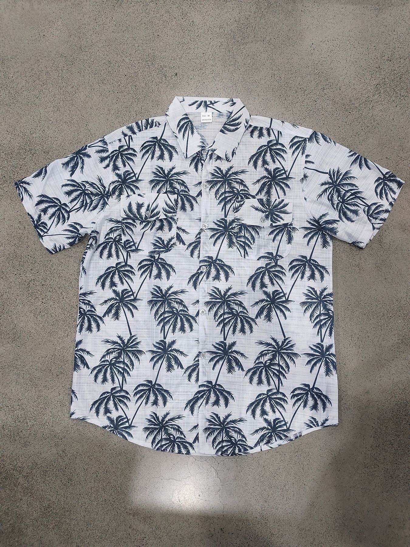 Men’s Tropical Palm Tree Beach Shirt – Lightweight Vacation Short Sleeve Button-Up | Summer Holiday Aesthetic