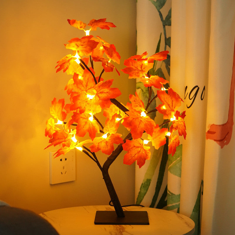 LED Flower Tree Night Light – USB Rose, Cherry Blossom & Maple Decorative Lamp for Bedroom, Living Room & Gifts