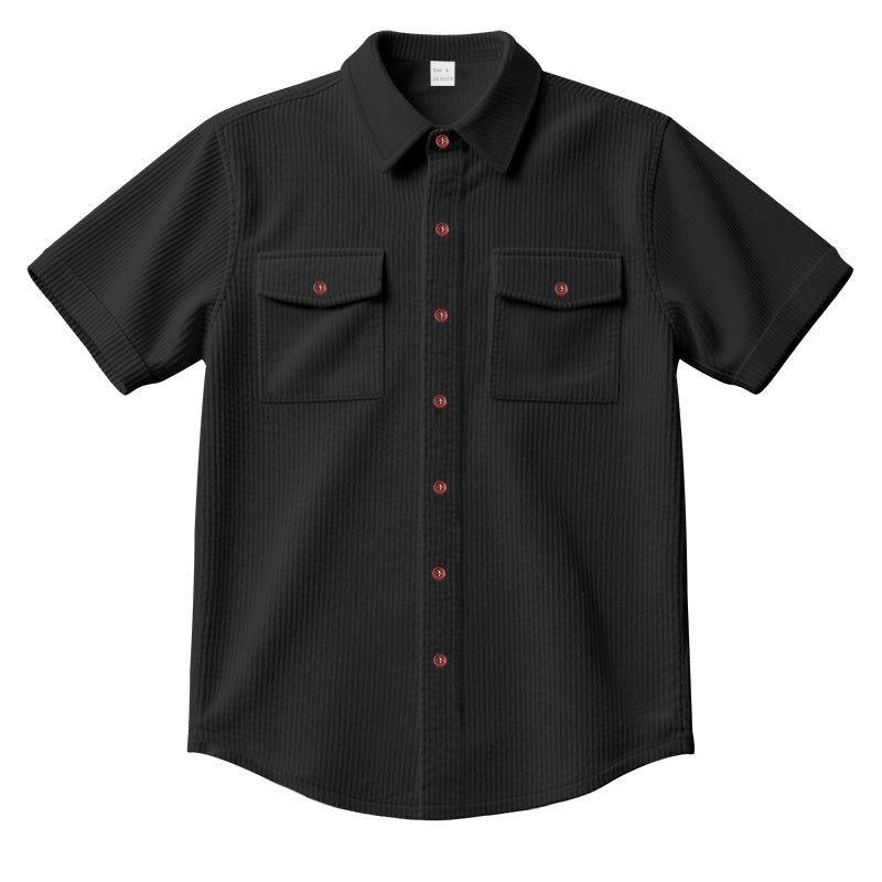Men’s Premium Pinstripe Short Sleeve Shirt – Breathable Summer Casual Button-Down | Effortless Style for Everyday Confidence