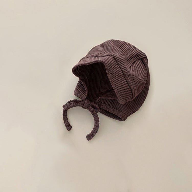 Ribbed Cotton Baby Overall Set with Lace Bow | Soft Knit Romper + Matching Hat + Headband | Cozy Autumn Baby Outfit