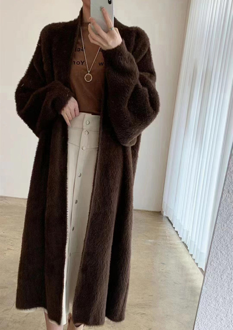 Luxury Plush Knit Long Coat – Cozy Winter Cardigan for Women | Soft Oversized Streetwear Layer