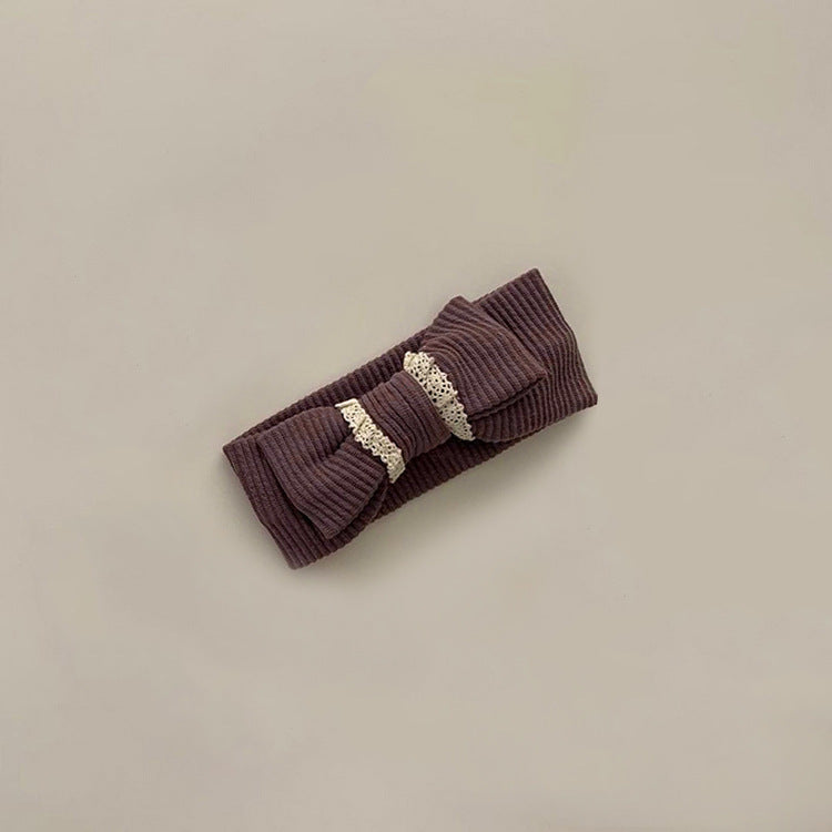 Ribbed Cotton Baby Overall Set with Lace Bow | Soft Knit Romper + Matching Hat + Headband | Cozy Autumn Baby Outfit