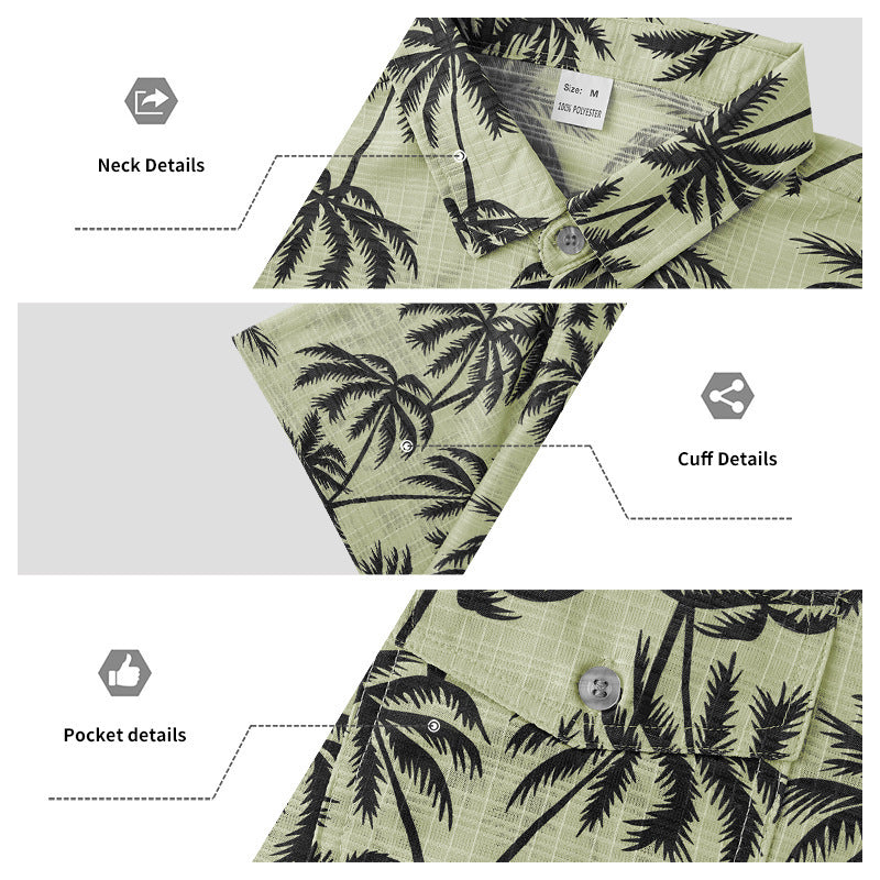 Men’s Tropical Palm Tree Beach Shirt – Lightweight Vacation Short Sleeve Button-Up | Summer Holiday Aesthetic