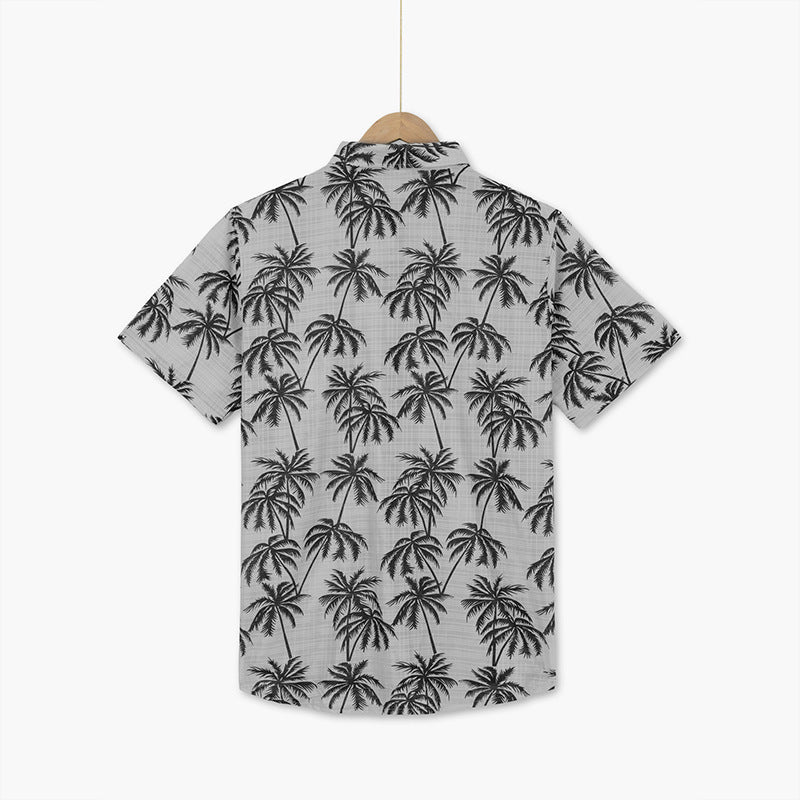 Men’s Tropical Palm Tree Beach Shirt – Lightweight Vacation Short Sleeve Button-Up | Summer Holiday Aesthetic