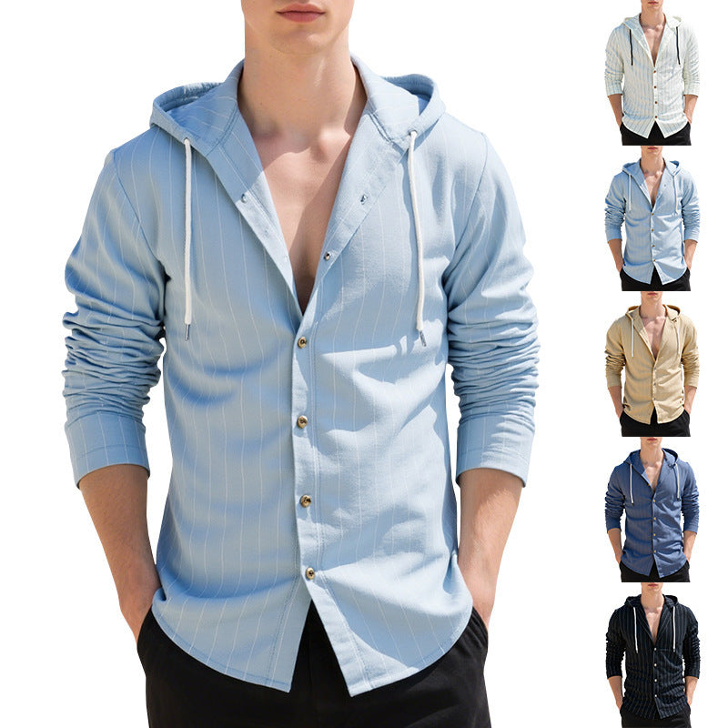 Slim-fit Hood Cardigan Casual Shirt Men