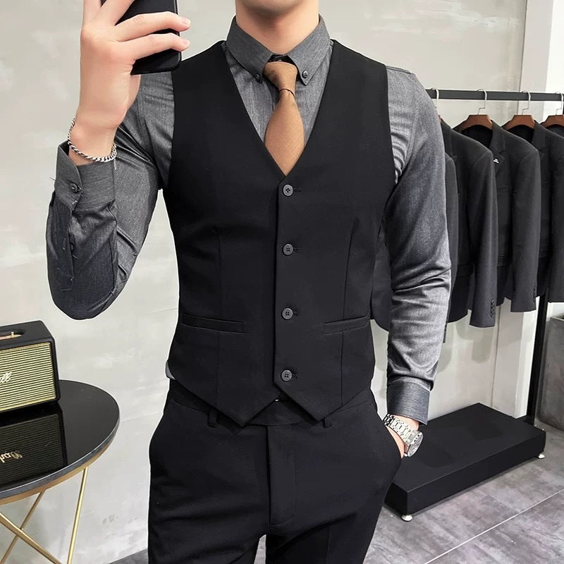 Men’s Tailored Fit Vest Suit | Elegant Slim Fit 3-Piece Style | Formal Office & Party Wear for Modern Gentlemen