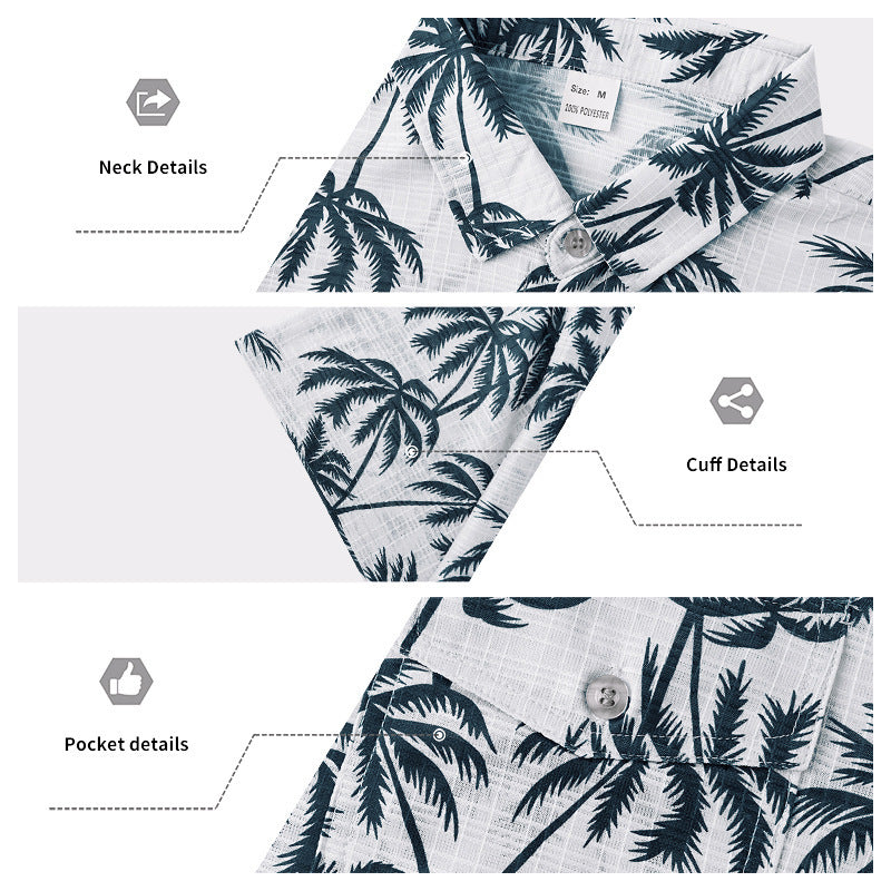 Men’s Tropical Palm Tree Beach Shirt – Lightweight Vacation Short Sleeve Button-Up | Summer Holiday Aesthetic