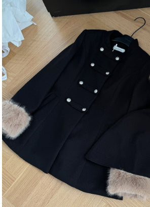 Luxury Wool Blend Coat Set with Faux Fur Collar & Detachable Cape – Elegant Winter Princess Coat for Women | Bloomberry Lifestyle