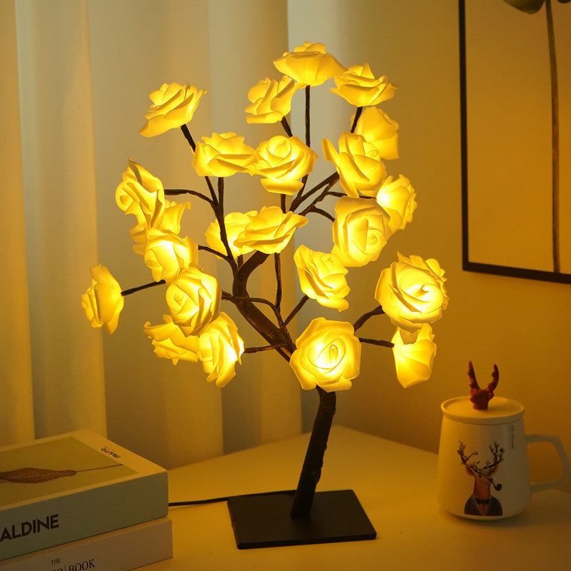LED Flower Tree Night Light – USB Rose, Cherry Blossom & Maple Decorative Lamp for Bedroom, Living Room & Gifts