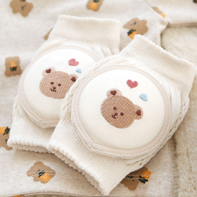 Soft Cotton Baby Knee Pads for Crawling – Breathable Anti-Slip Protectors for Infants (0–2 Years) | Cute Embroidered Designs – Bunny, Bear, Dinosaur & Floral
