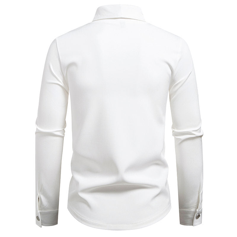 Men’s Modern Slim Fit Cross-Button Designer Shirt – Stylish Asymmetric Button Down for Casual & Party Wear