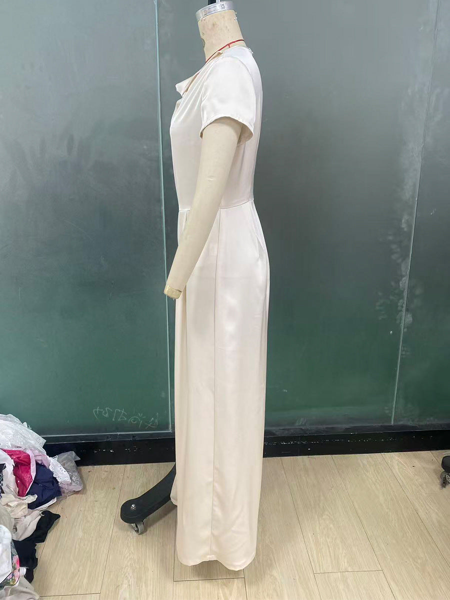 Elegant Satin Cowl Neck Jumpsuit – Timeless European Chic for Effortless Confidence