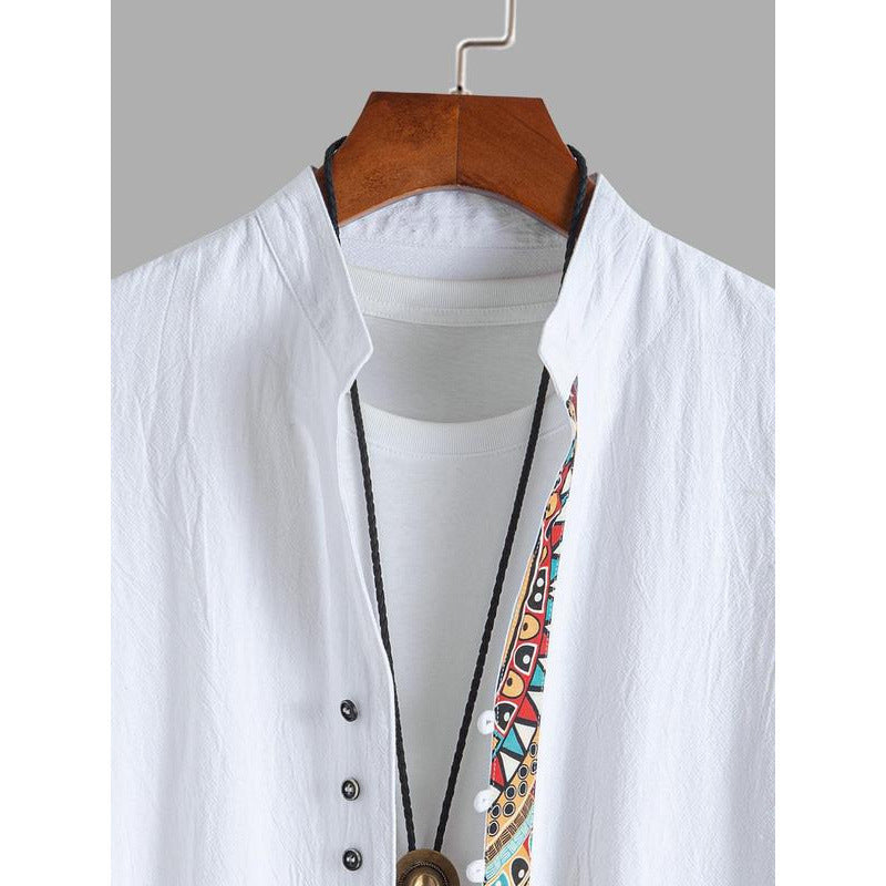 Vintage Print Short Sleeve Men's Shirt