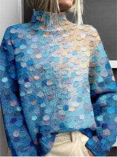 Women’s Floral & Animal Print Turtleneck Sweater – Cozy Casual Knit Pullover | Winter Fashion Woolen Tops