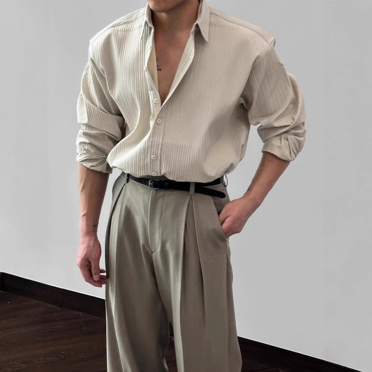 Men’s Premium Textured Long Sleeve Shirt | Effortless Sophistication for Everyday Style