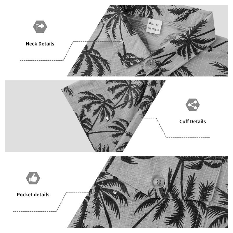 Men’s Tropical Palm Tree Beach Shirt – Lightweight Vacation Short Sleeve Button-Up | Summer Holiday Aesthetic