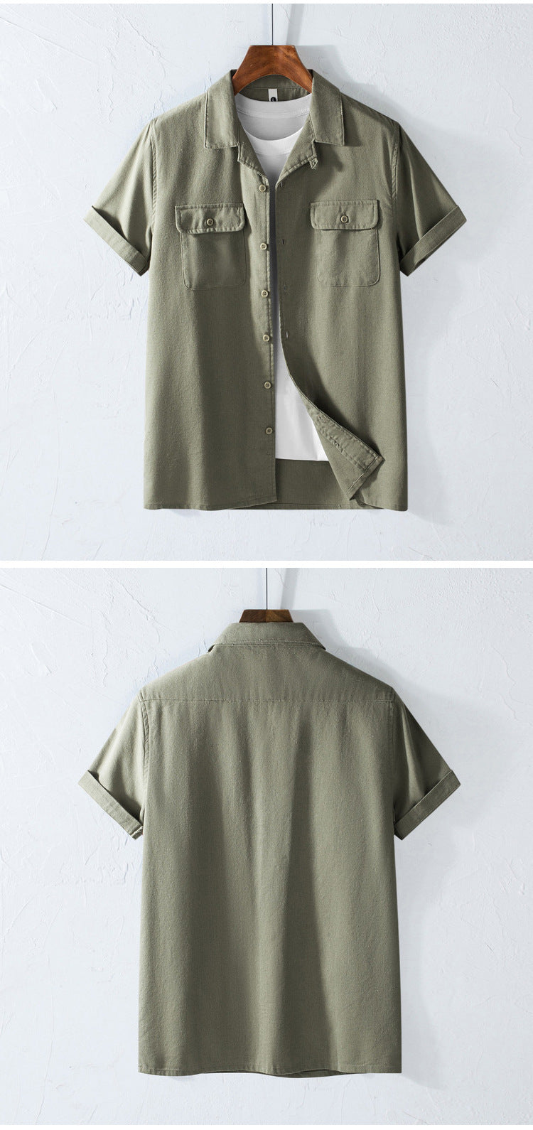 Men’s Casual Dual-Pocket Linen Blend Short Sleeve Shirt – Breathable Summer Cardigan Button-Up Top