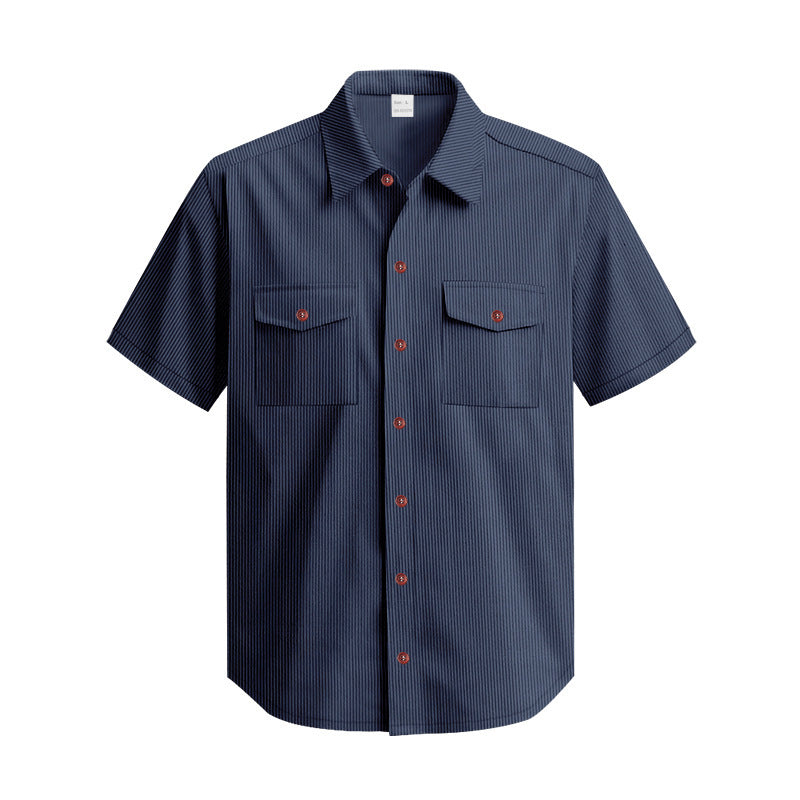 Men’s Premium Pinstripe Short Sleeve Shirt – Breathable Summer Casual Button-Down | Effortless Style for Everyday Confidence