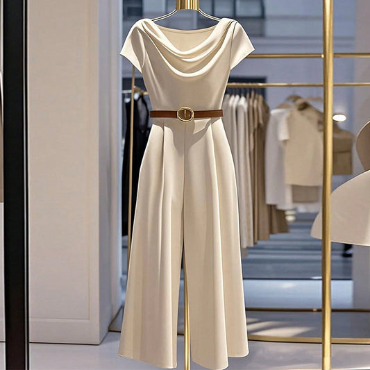 Elegant Satin Cowl Neck Jumpsuit – Timeless European Chic for Effortless Confidence